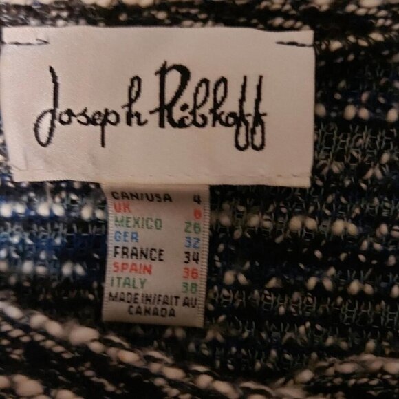 Minimalist Chic Joseph Ribkoff Striped Knit Sweater Warm Cowl Neck Size 4 - Picture 6 of 9